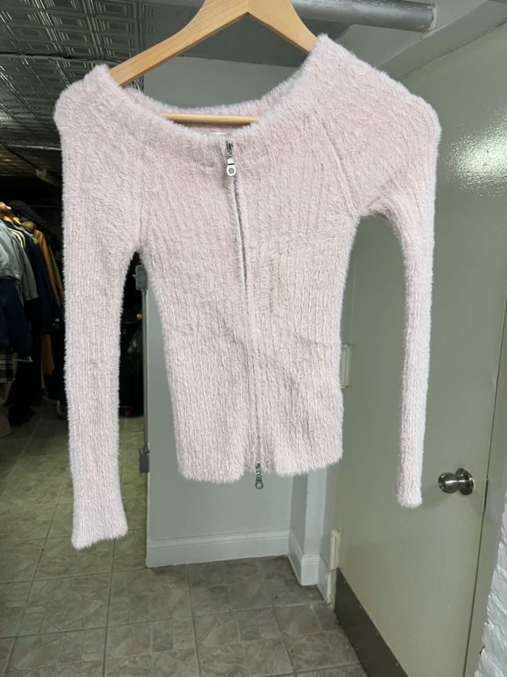 Women's Link Soft Fuzzy Zip-Front Sweater Cardigan Stretch